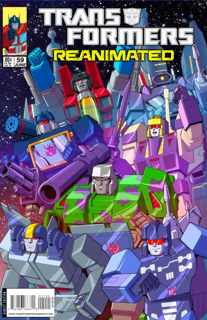 Comic Book Cover for Transformers featuring Decepticons Starscream Shockwave ,Blitzwing, Soundwave, G2 Megatron, Astrotrain and Rumble